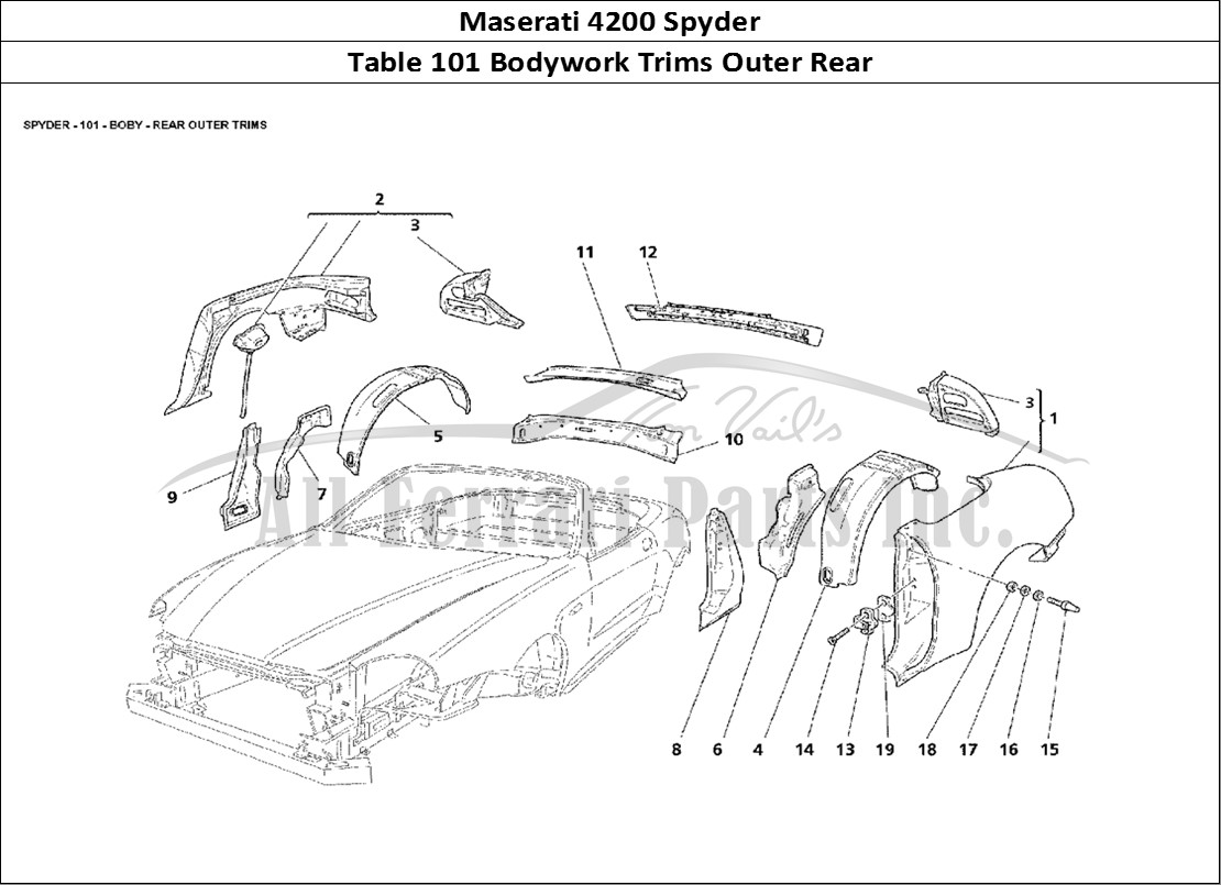 Ferrari Parts Maserati 4200 Spyder Page 101 Body - Rear Outer Trims