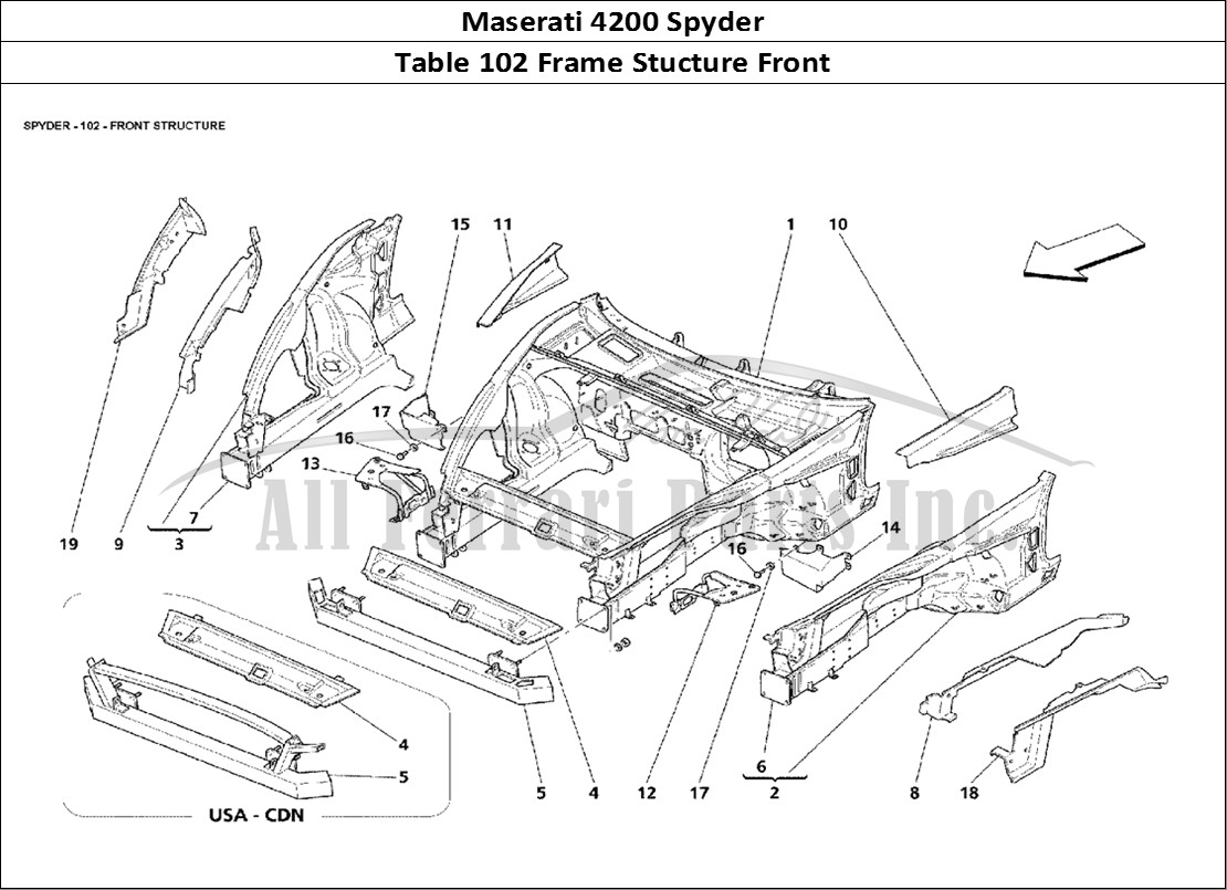 Ferrari Parts Maserati 4200 Spyder Page 102 Front Structure