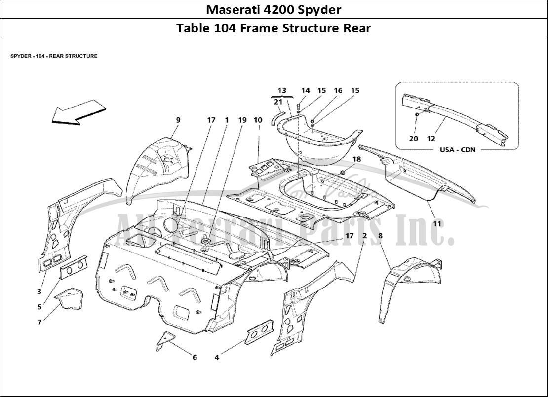 Ferrari Parts Maserati 4200 Spyder Page 104 Rear Structure