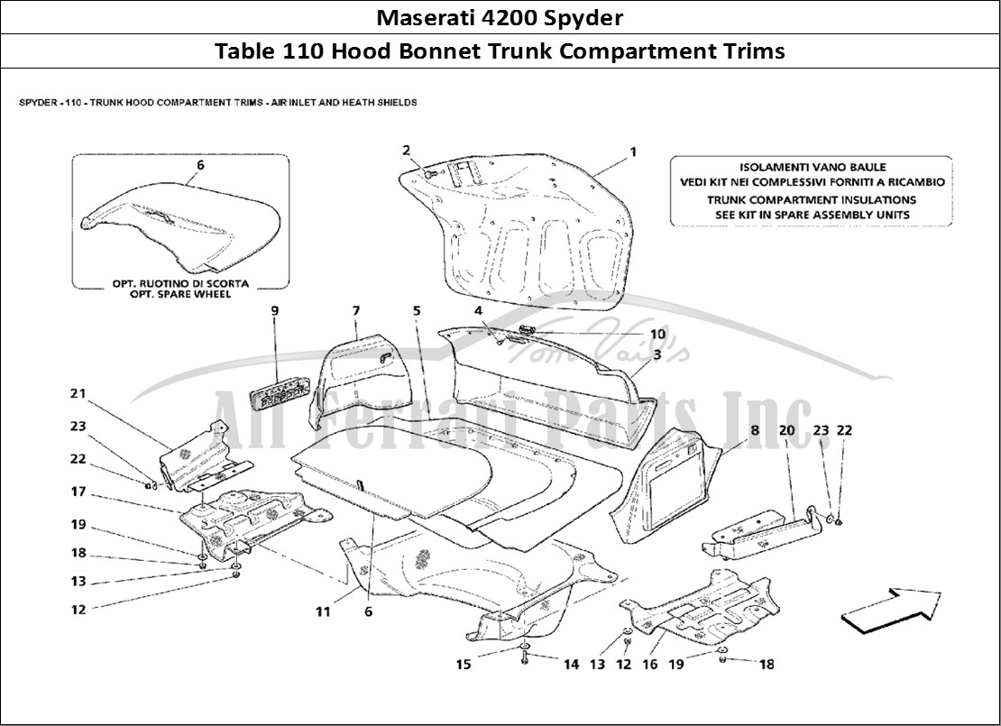 Ferrari Parts Maserati 4200 Spyder Page 110 Trunk Hood Compartment Tr