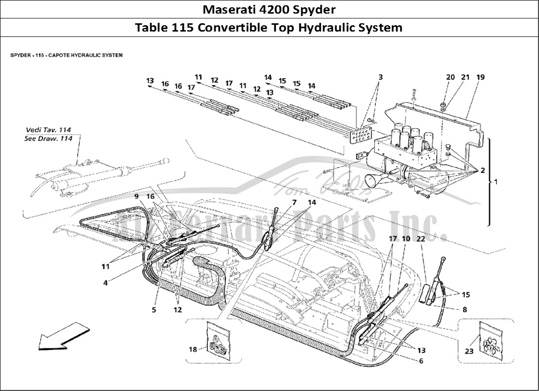 Ferrari Parts Maserati 4200 Spyder Page 115 Capote Hydraulic System