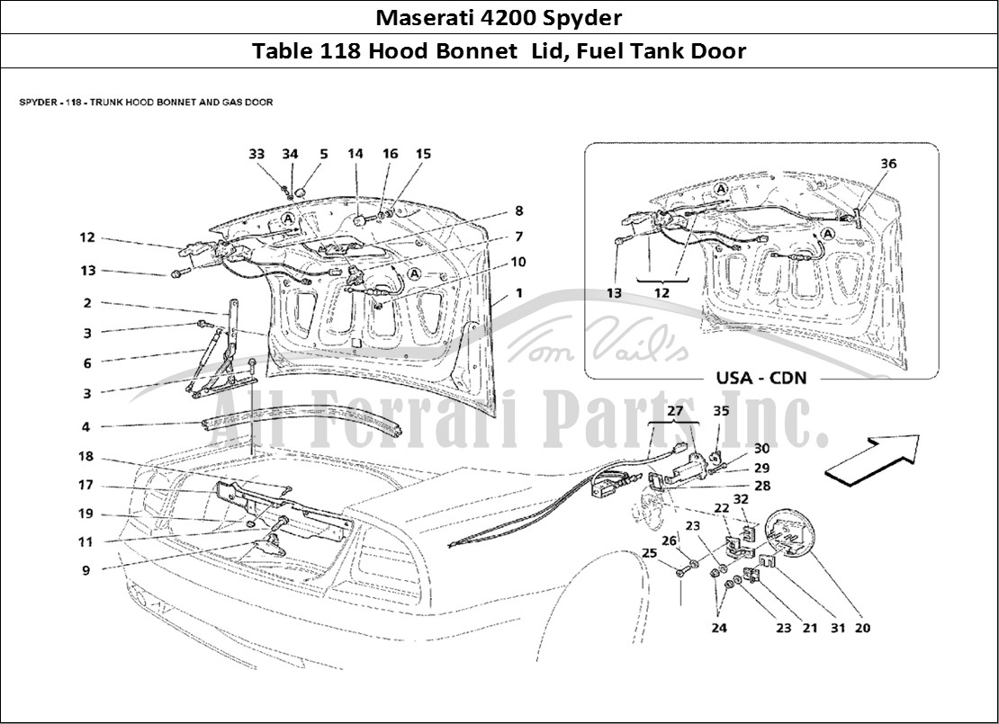 Ferrari Parts Maserati 4200 Spyder Page 118 Trunk Hood Bonnet and Gas