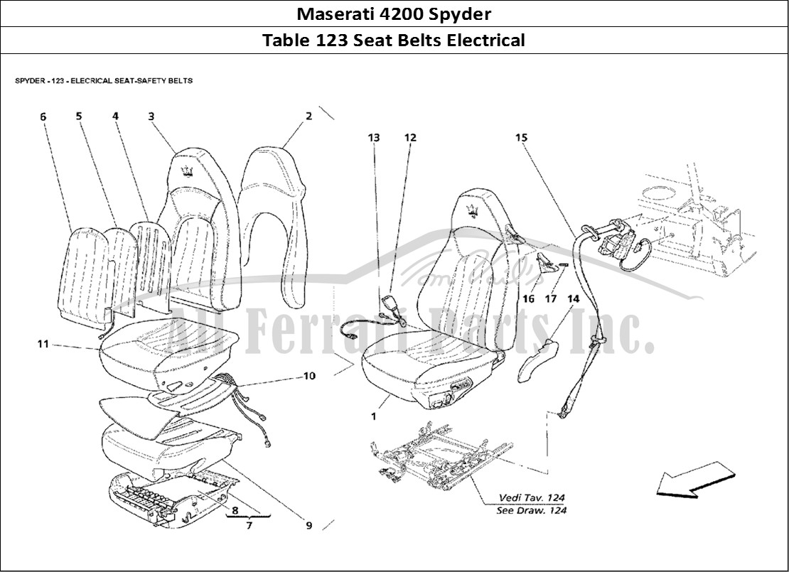 Ferrari Parts Maserati 4200 Spyder Page 123 Elecrical Seat-Safety Bel