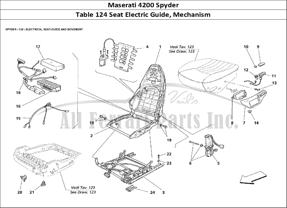 Ferrari Parts Maserati 4200 Spyder Page 124 Electrical Seat-Guide and