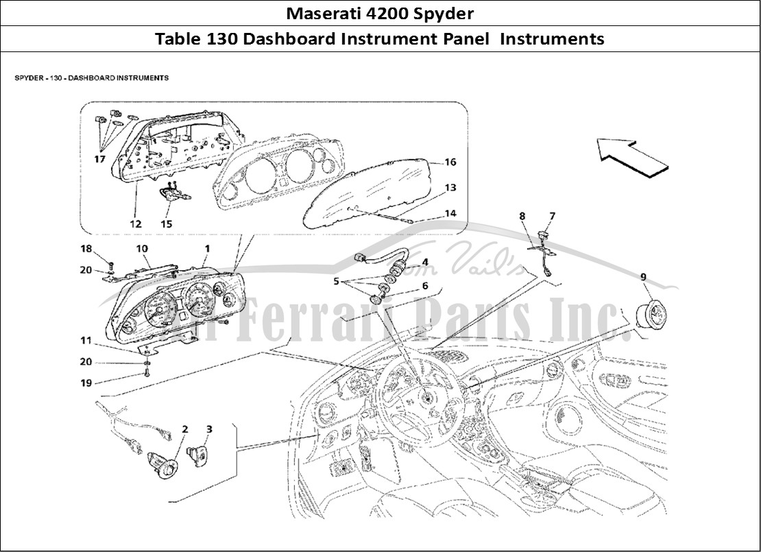Ferrari Parts Maserati 4200 Spyder Page 130 Dashboard Instruments