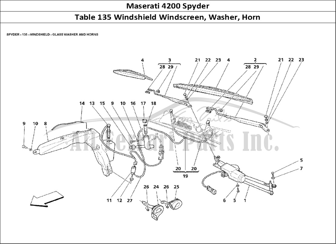 Ferrari Parts Maserati 4200 Spyder Page 135 Windshield - Glass Washer