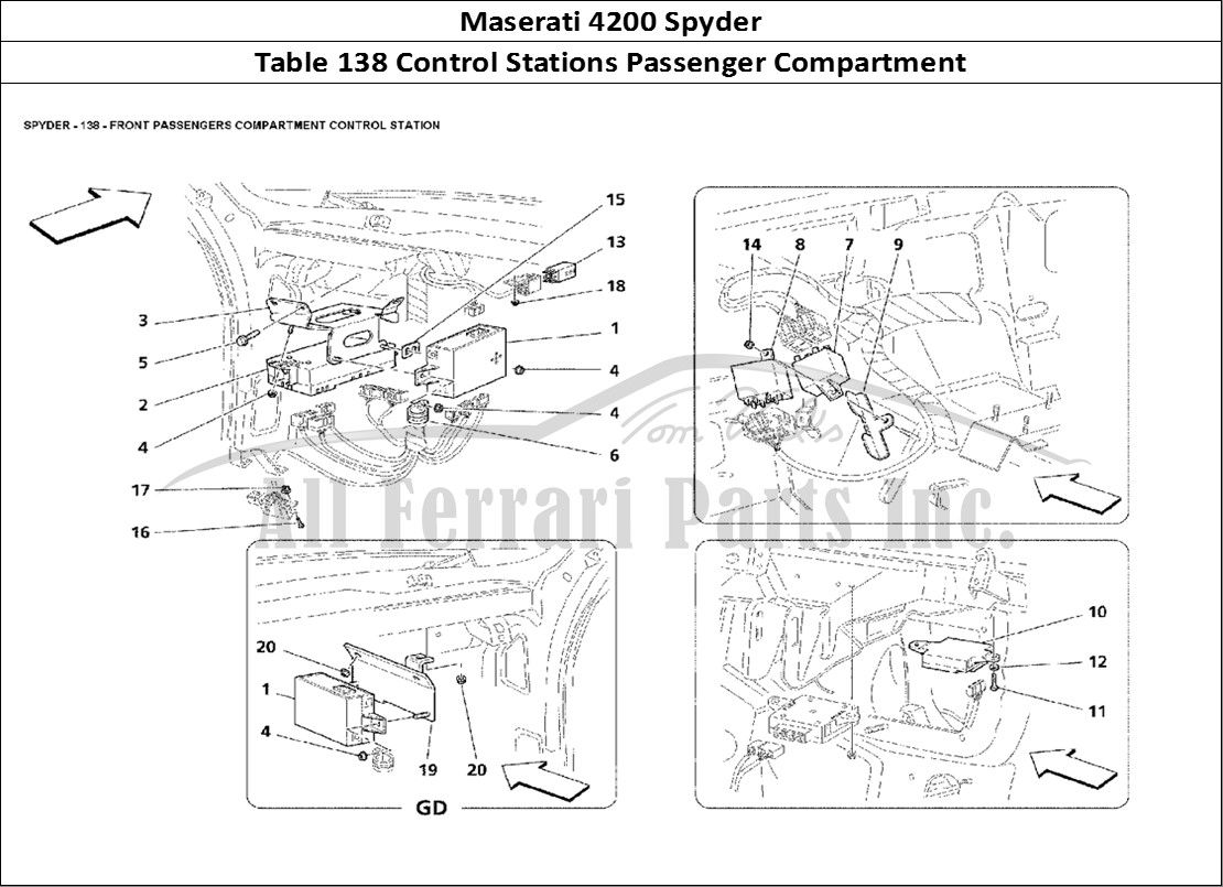 Ferrari Parts Maserati 4200 Spyder Page 138 Front Passengers Compartm