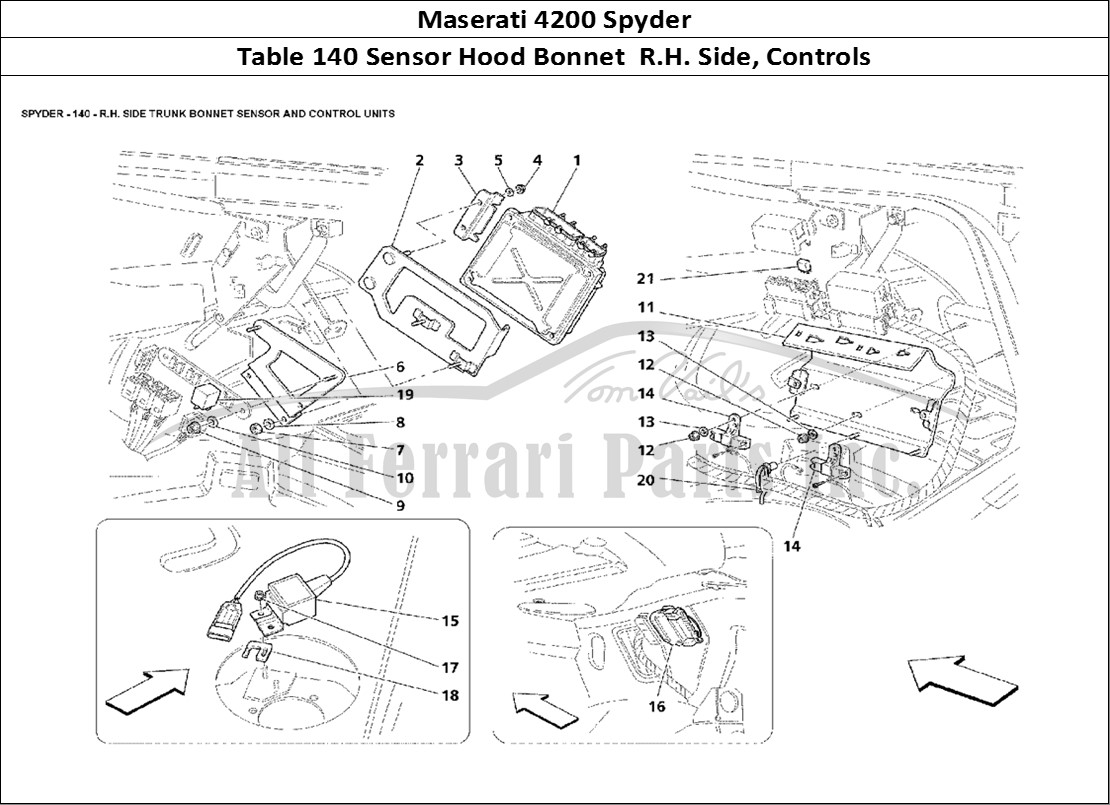 Ferrari Parts Maserati 4200 Spyder Page 140 R.H. Side Trunk Bonnet Se