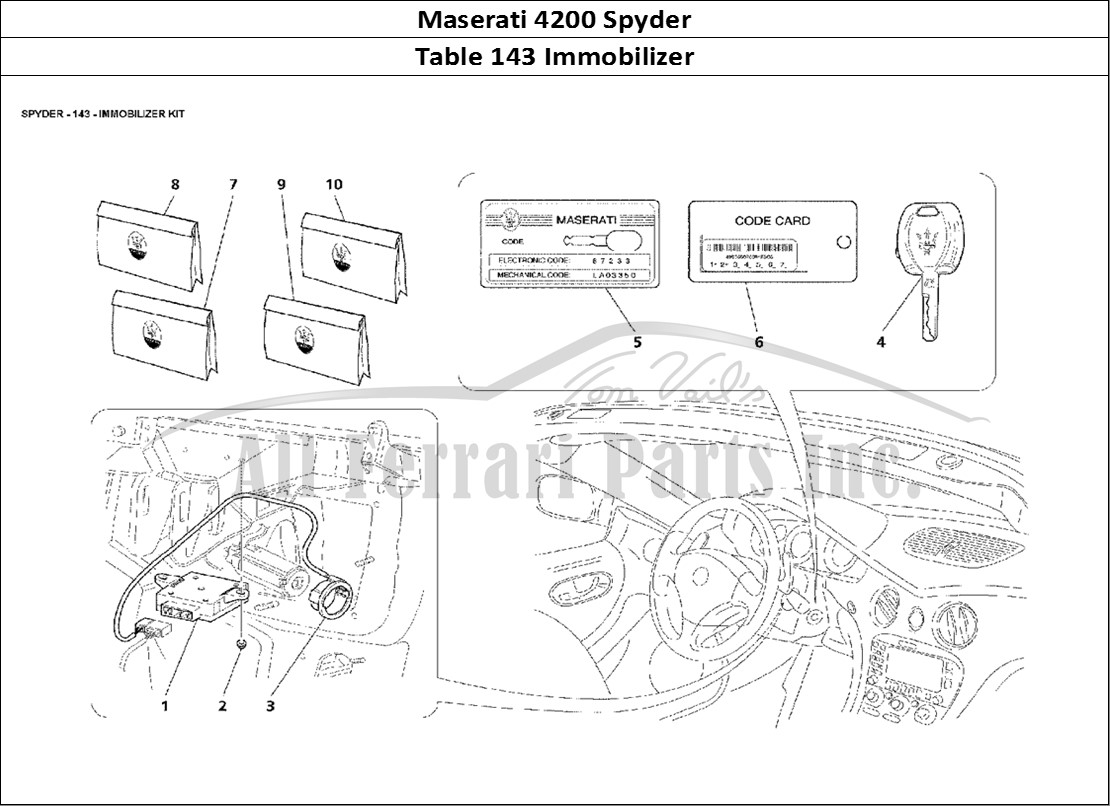 Ferrari Parts Maserati 4200 Spyder Page 143 Immobilizer Kit