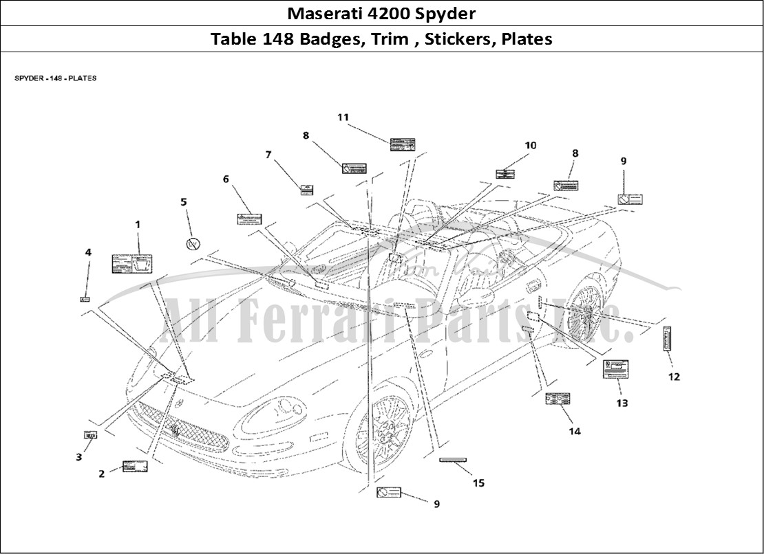 Ferrari Parts Maserati 4200 Spyder Page 148 Plates