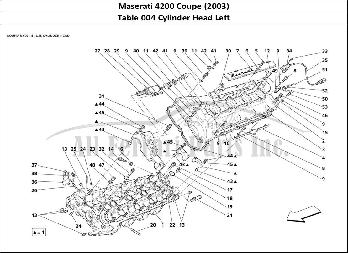 Ferrari Parts Maserati 4200 Coupe (2003) Page 004 L.H. Cylinder Head
