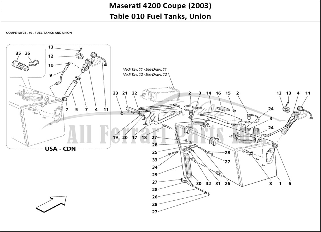 Ferrari Parts Maserati 4200 Coupe (2003) Page 010 Fuel Tanks and Union