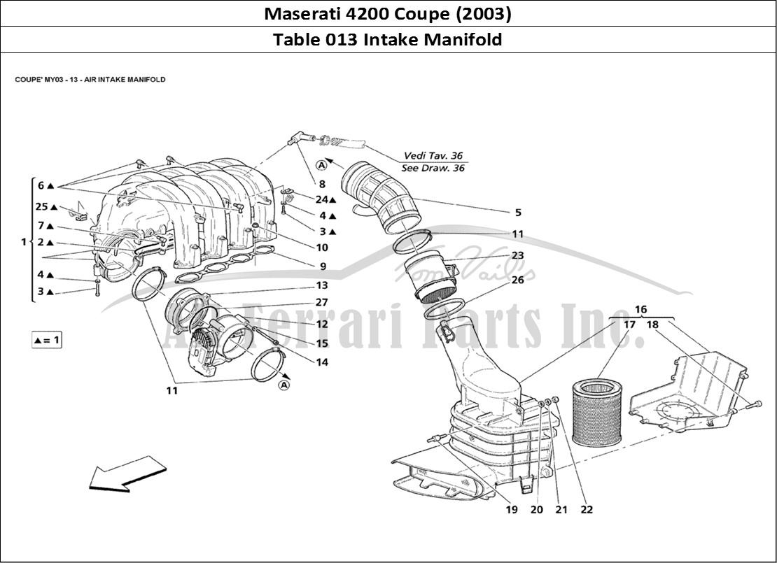 Ferrari Parts Maserati 4200 Coupe (2003) Page 013 Air Intake Manifold