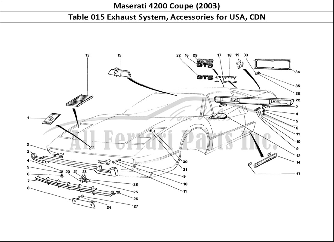 Ferrari Parts Maserati 4200 Coupe (2003) Page 015 Exhaust System - Variatio