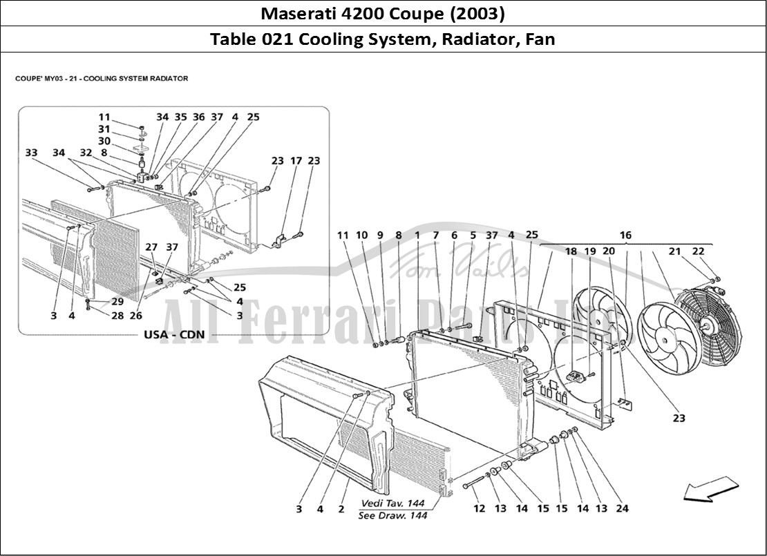 Ferrari Parts Maserati 4200 Coupe (2003) Page 021 Cooling System - Radiator