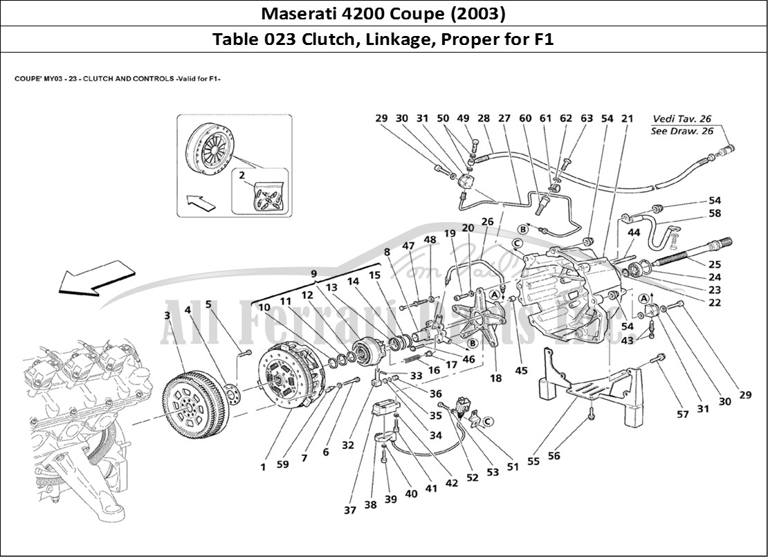 Ferrari Parts Maserati 4200 Coupe (2003) Page 023 Clutch and Controls - Val