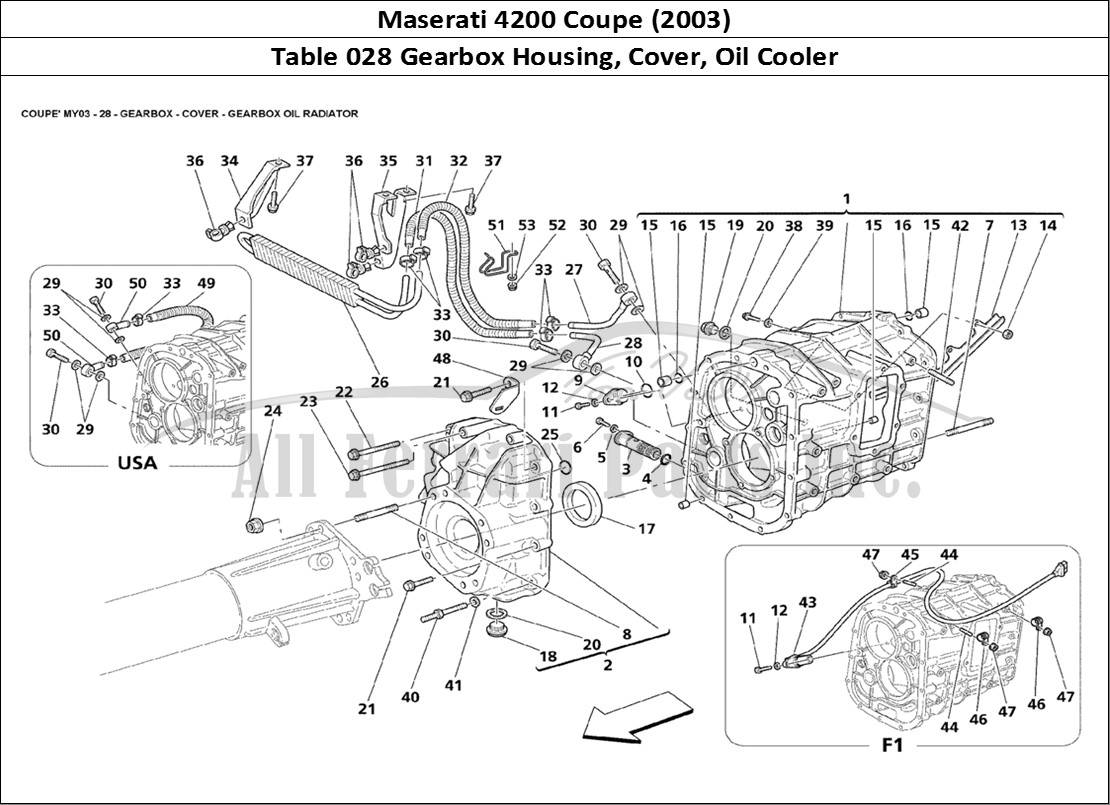 Ferrari Parts Maserati 4200 Coupe (2003) Page 028 Gearbox - Cover - Oil Rad