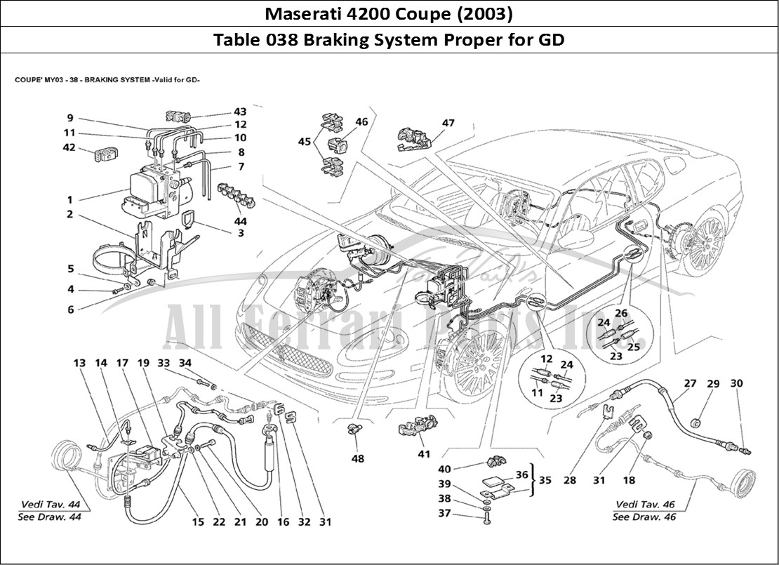 Ferrari Parts Maserati 4200 Coupe (2003) Page 038 Braking System - Valid fo