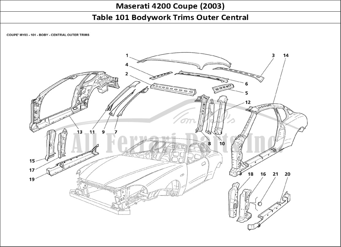 Ferrari Parts Maserati 4200 Coupe (2003) Page 101 Body - Central Outer Trim