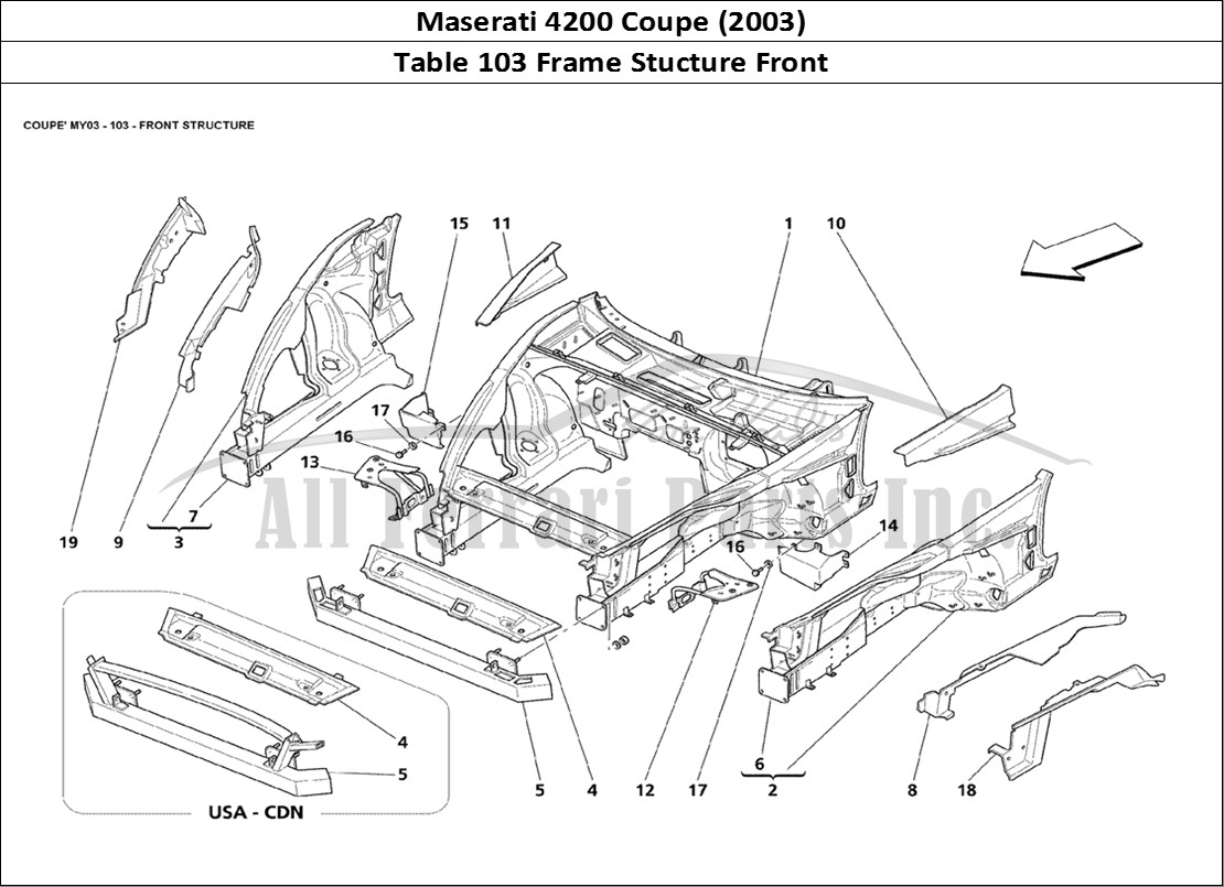Ferrari Parts Maserati 4200 Coupe (2003) Page 103 Front Structure