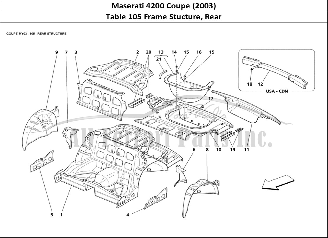 Ferrari Parts Maserati 4200 Coupe (2003) Page 105 Rear Structure
