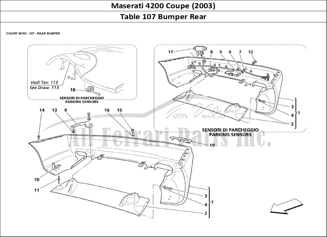 Ferrari Parts Maserati 4200 Coupe (2003) Page 107 Rear Bumper