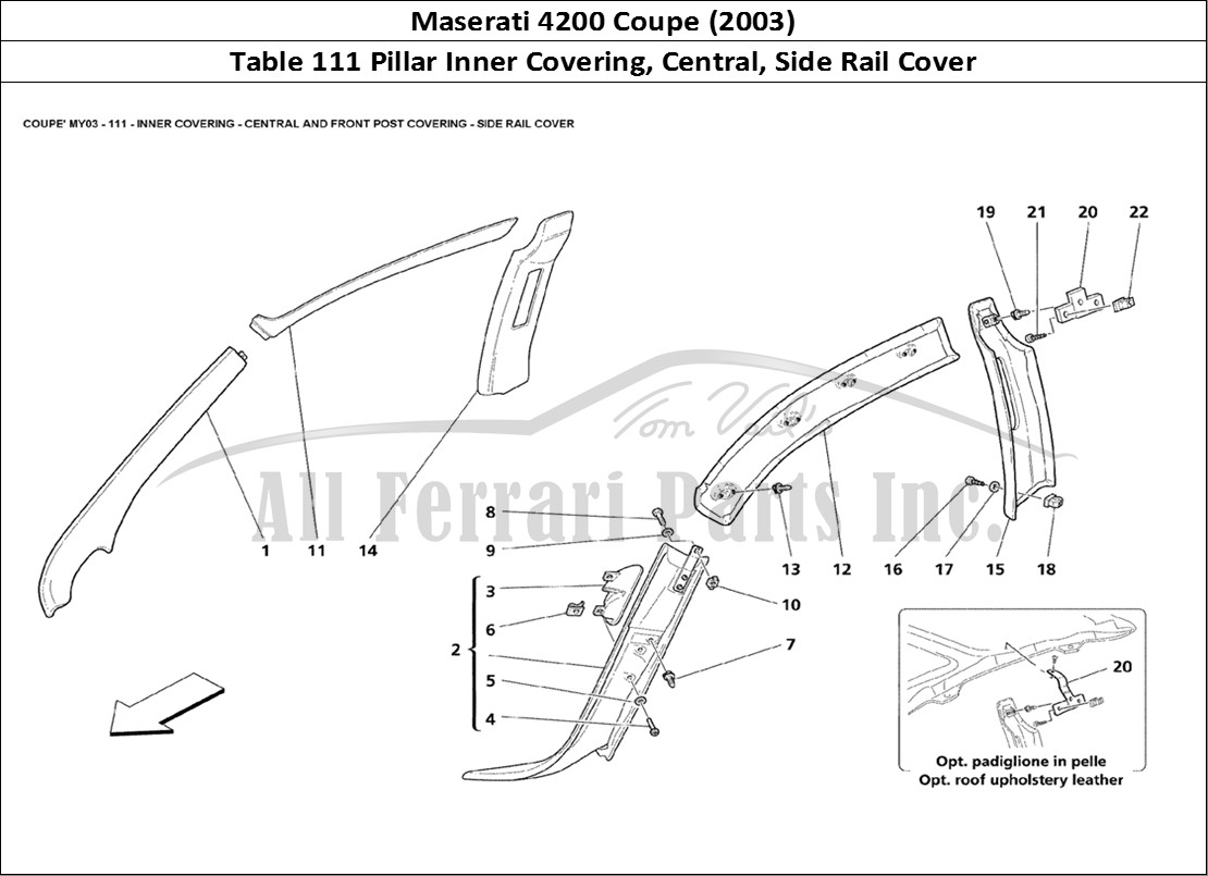 Ferrari Parts Maserati 4200 Coupe (2003) Page 111 Inner Covering - Central
