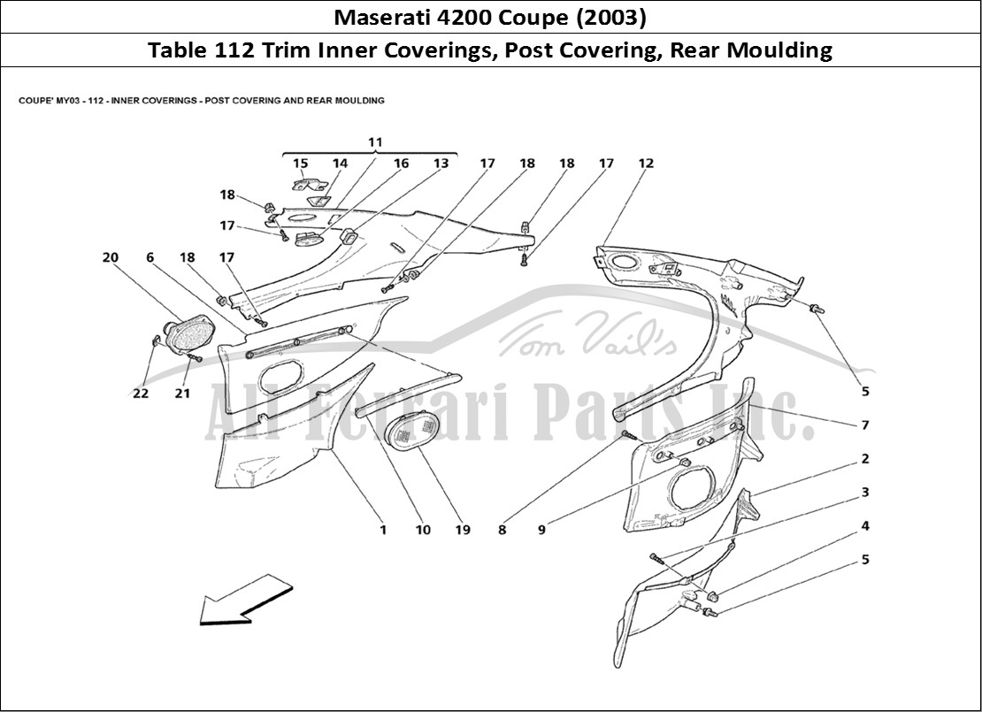 Ferrari Parts Maserati 4200 Coupe (2003) Page 112 Inner Coverings - Post Co