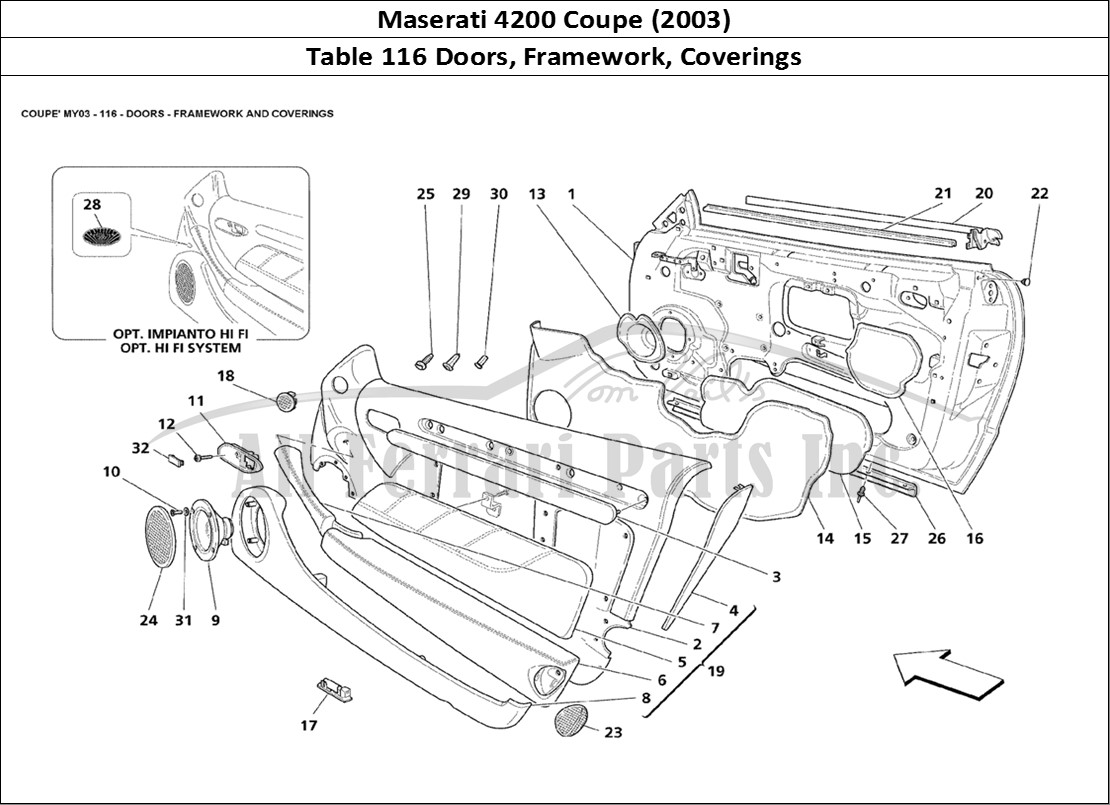 Ferrari Parts Maserati 4200 Coupe (2003) Page 116 Doors - Framework and Cov