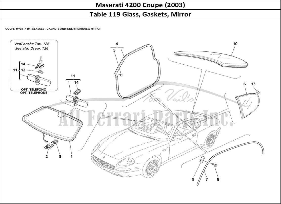 Ferrari Parts Maserati 4200 Coupe (2003) Page 119 Glasses - Gaskets and Inn