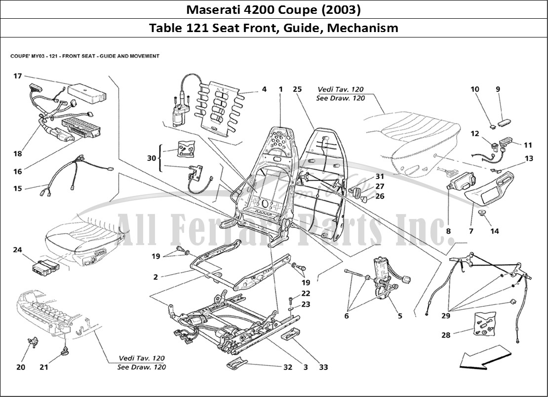 Ferrari Parts Maserati 4200 Coupe (2003) Page 121 Front Seat - Guide and Mo