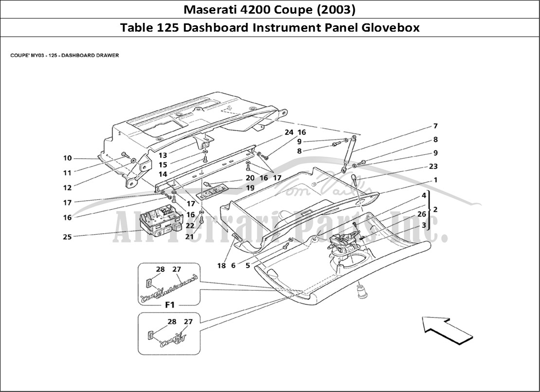 Ferrari Parts Maserati 4200 Coupe (2003) Page 125 Dashboard Drawer