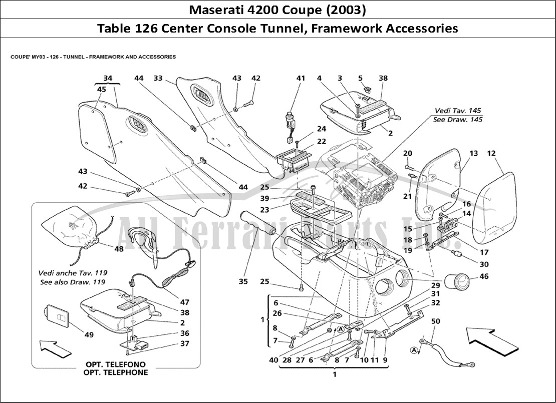Ferrari Parts Maserati 4200 Coupe (2003) Page 126 Tunnel - Framework and Ac