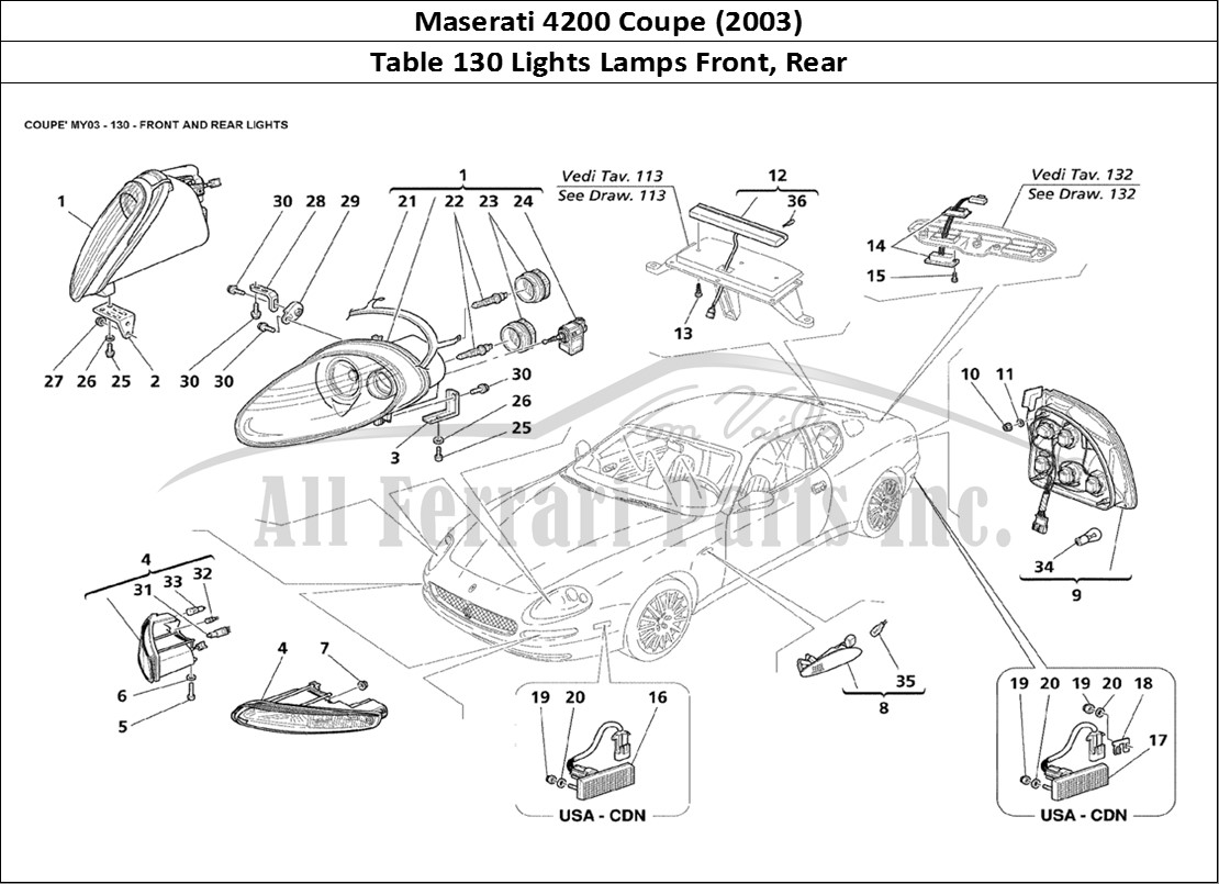 Ferrari Parts Maserati 4200 Coupe (2003) Page 130 Front and Rear Lights