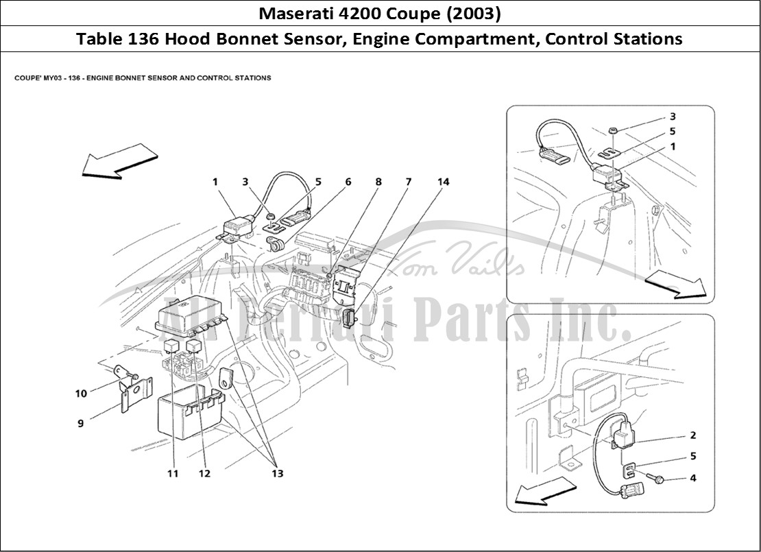 Ferrari Parts Maserati 4200 Coupe (2003) Page 136 Engine Bonnet Sensor and