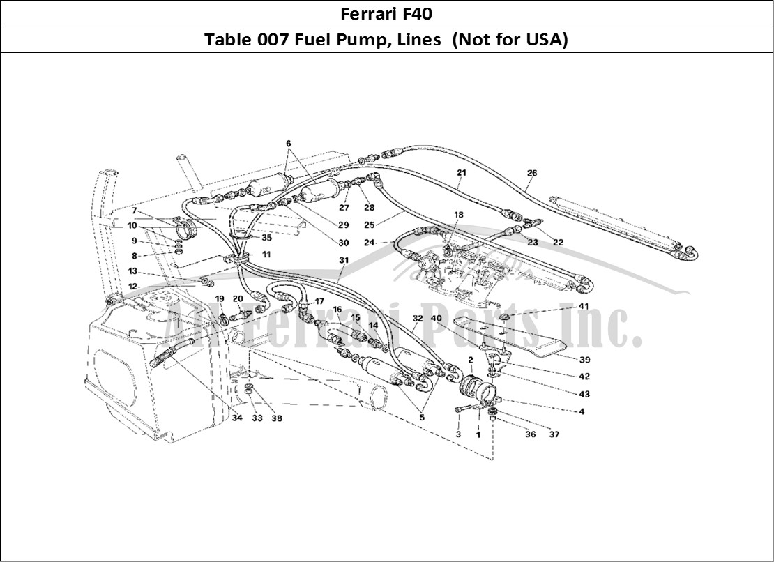 Ferrari Parts Ferrari F40 Page 007 Pump and Fuel Piping -Not