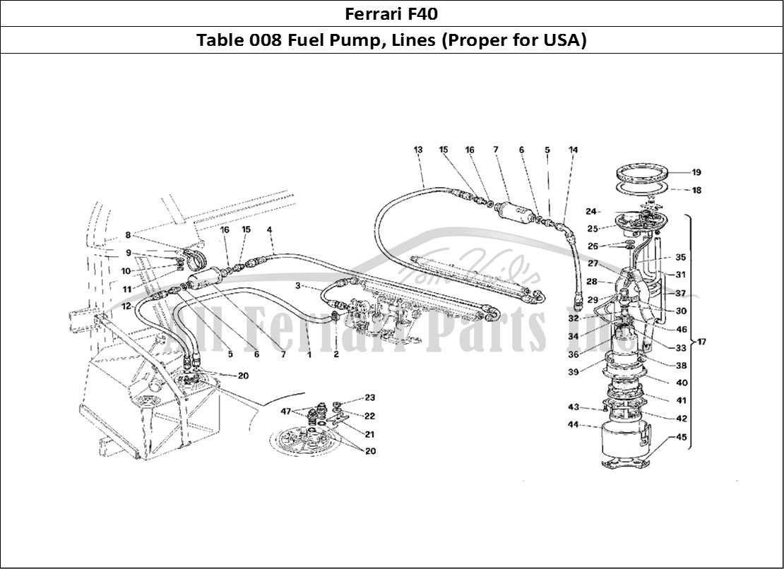Ferrari Parts Ferrari F40 Page 008 Pump and Fuel Piping -Val