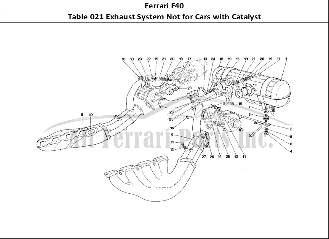 Ferrari Parts Ferrari F40 Page 021 Exhaust System -Not for C