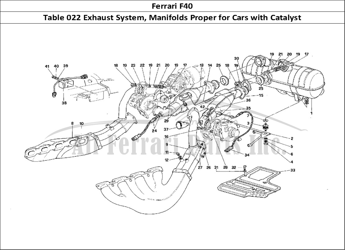 Ferrari Parts Ferrari F40 Page 022 Exhaust System -Valid for