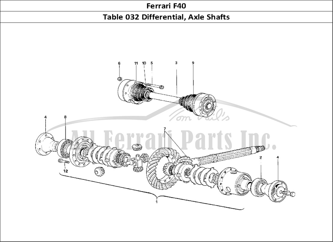 Ferrari Parts Ferrari F40 Page 032 Differential & Axle Shaft