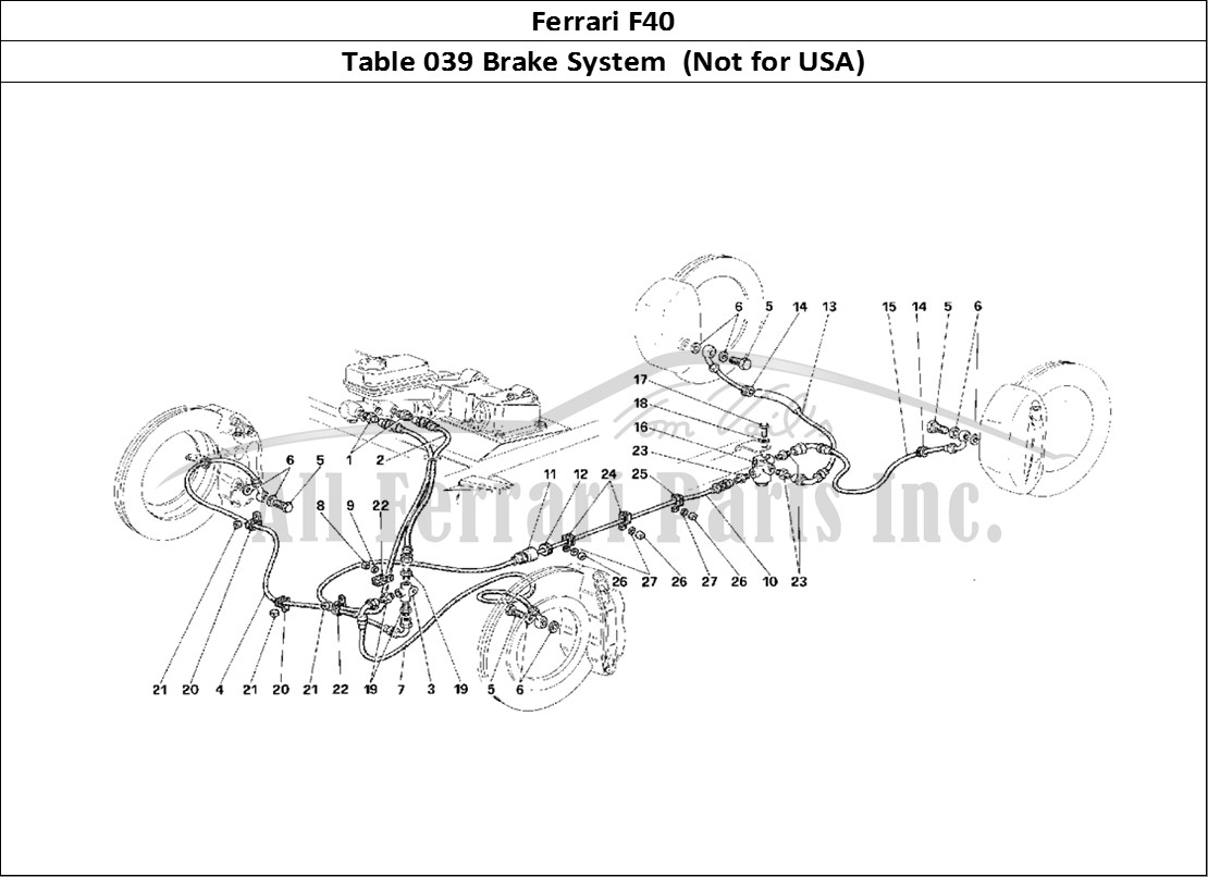 Ferrari Parts Ferrari F40 Page 039 Brake System -Not for USA