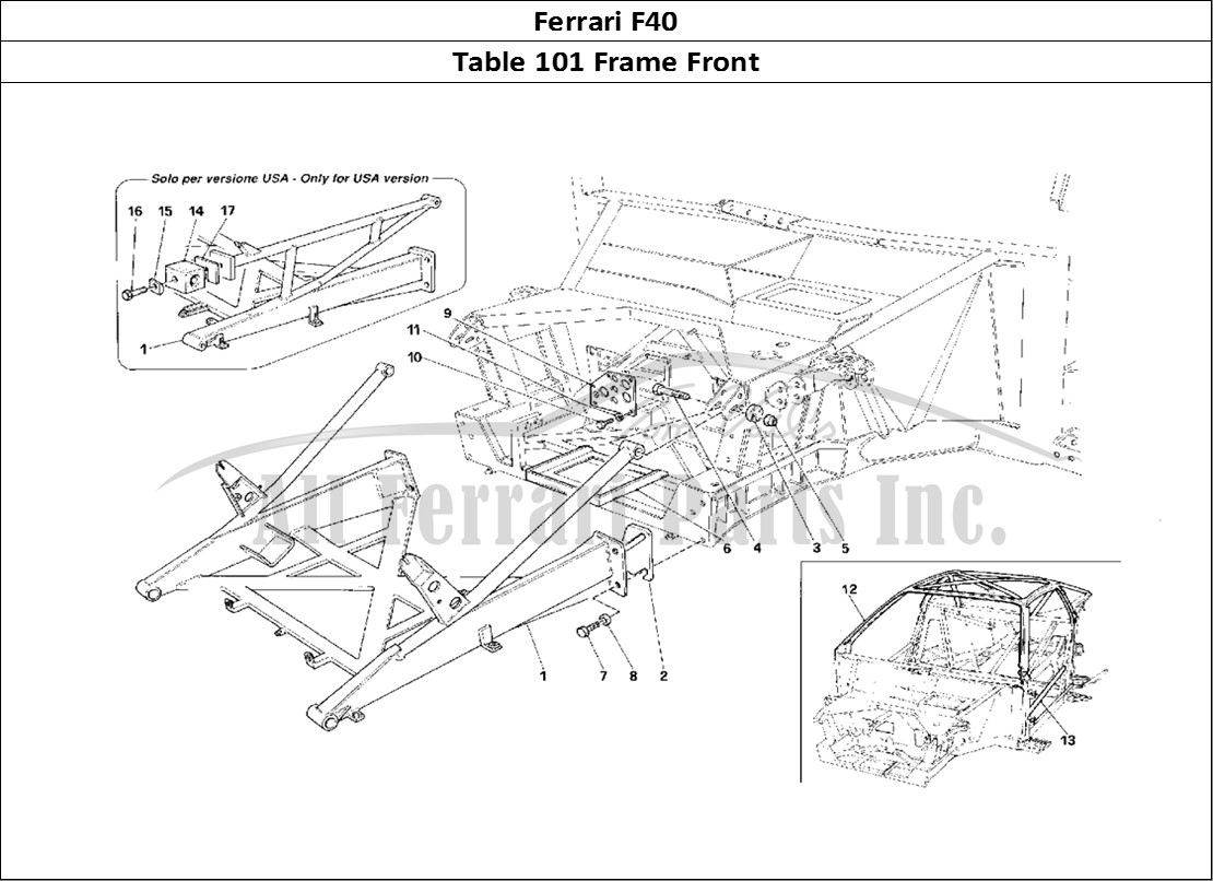 Ferrari Parts Ferrari F40 Page 101 Frame - Front Part