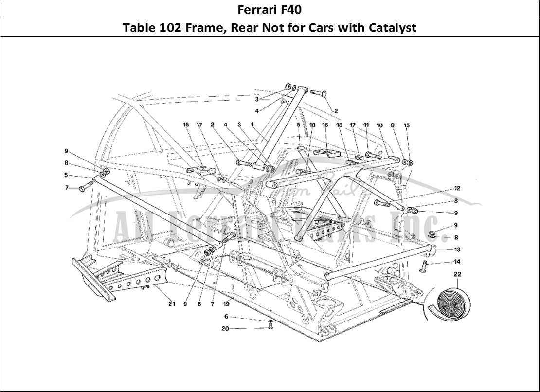 Ferrari Parts Ferrari F40 Page 102 Frame - Rear Part -Not fo