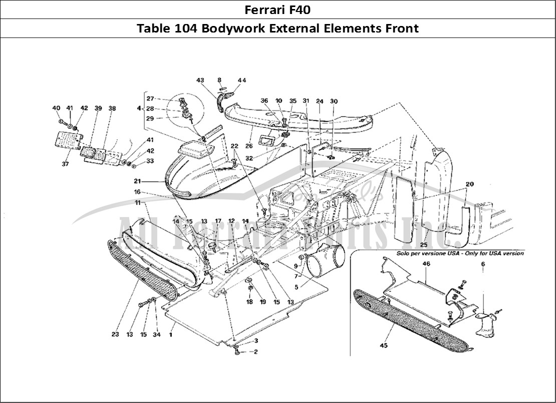 Ferrari Parts Ferrari F40 Page 104 External Elements Body -