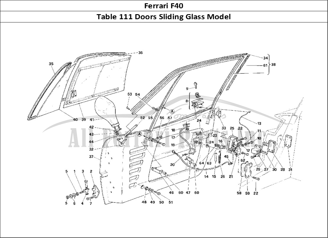 Ferrari Parts Ferrari F40 Page 111 Doors -Sliding Glass Vers