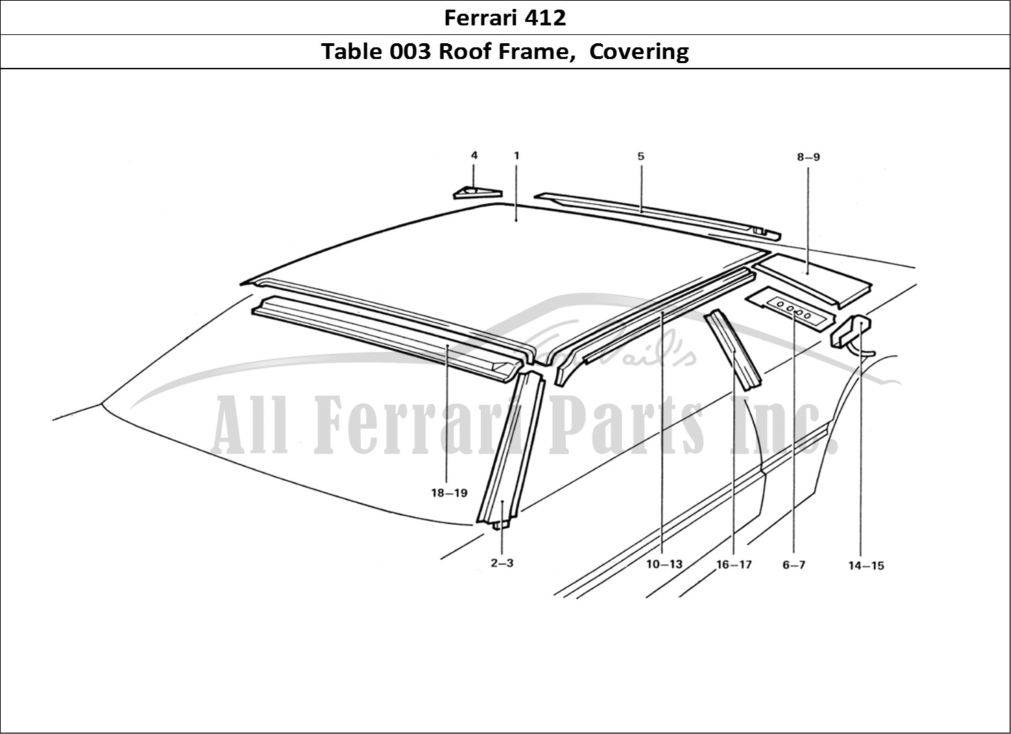 Ferrari Parts Ferrari 412 (Coachwork) Page 003 Roof Panels
