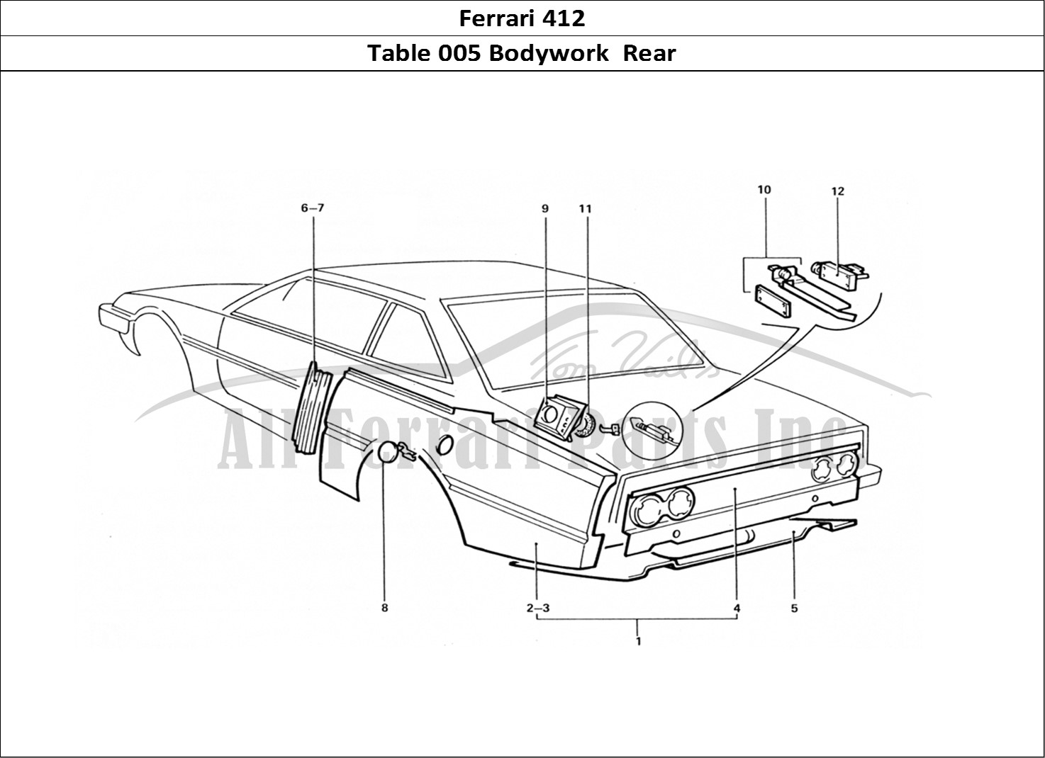 Ferrari Parts Ferrari 412 (Coachwork) Page 005 Rear End Panels