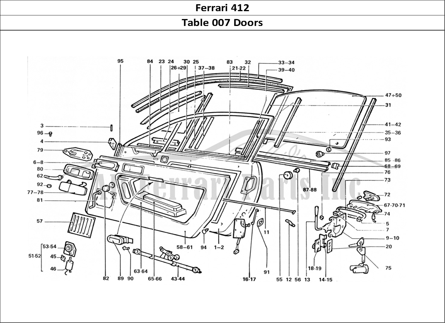 Ferrari Parts Ferrari 412 (Coachwork) Page 007 Doors & Fixings
