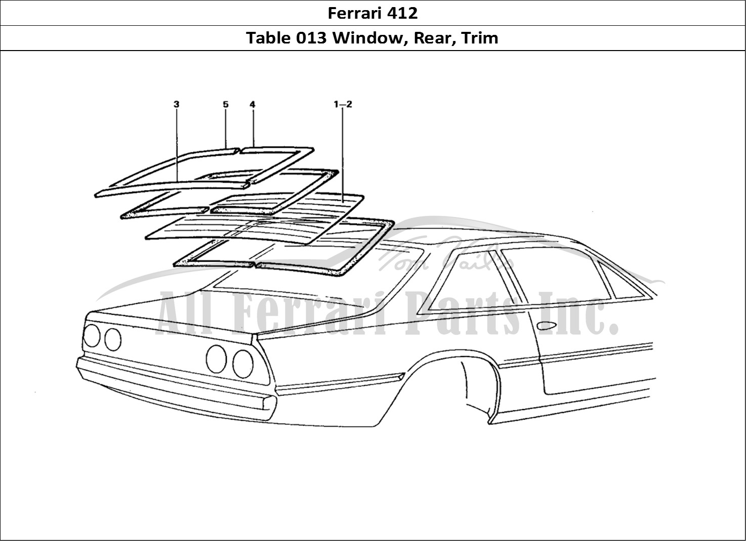 Ferrari Parts Ferrari 412 (Coachwork) Page 013 Rear Screen & Trims