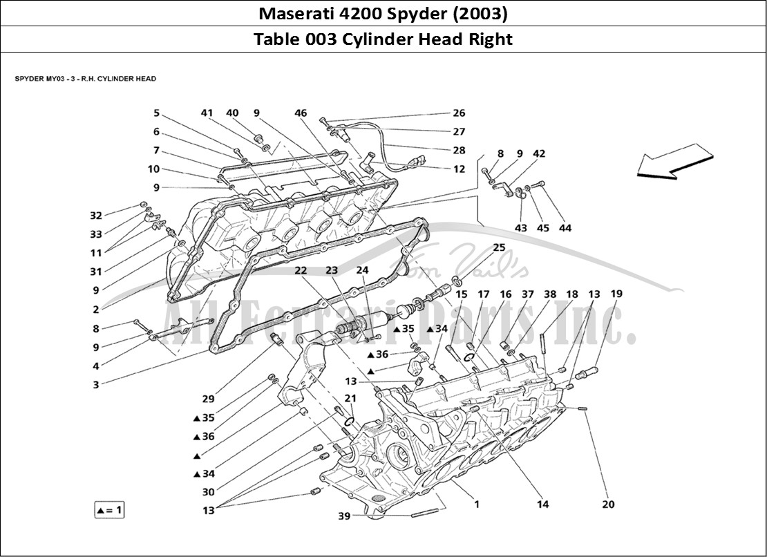 Ferrari Parts Maserati 4200 Spyder (2003) Page 003 R.H. Cylinder Head